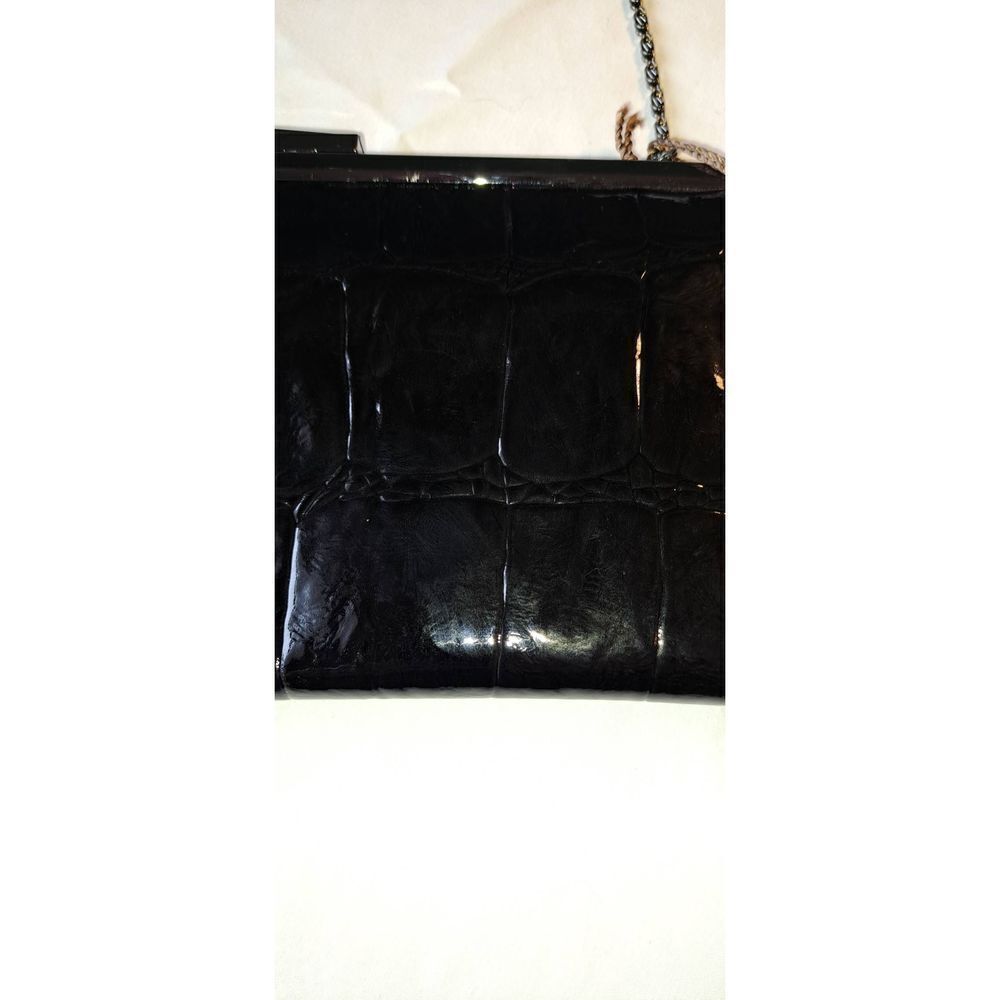Black Patent Kate Landry Dressy Crossbody Bag NWT Faux Croc - Picture 5 of 9